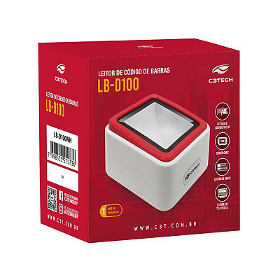 LEITOR DE CODIGO DE BARRAS 1D/2D USB BRANCO LB-D100WH C3 TECH