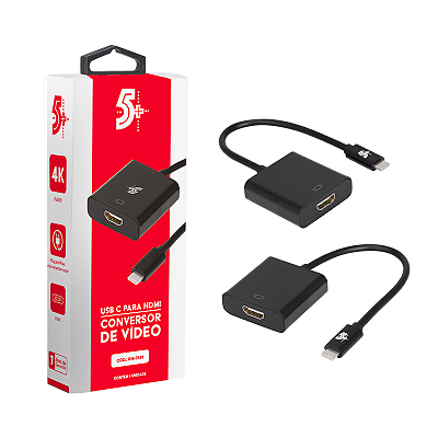 ADAPTADOR USB-C PARA HDMI FEMEA 15CM 4K PRETO 018-7491 5+