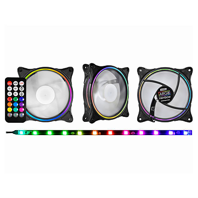 COOLER FAN KIT 120MM AAPA (3*FAN + CONTROLE + FITA) ARGB K-MEX