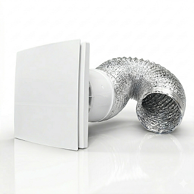 Exaustor de Banheiro Design Bivolt 150mm + 1m Duto de Aluminio