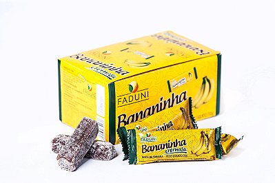 Kit 3 Displays Bananinha Cremosa Faduni com açúcar - 24 unidades de 30g - Doce de banana