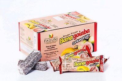 Kit 6 Displays Bananinha Cremosa Faduni com açúcar sabor goiaba - 24 unidades de 30g - Doce de banana