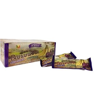 Kit 6 Displays Bananinha Cremosa Faduni sem adição de açúcar com ameixa - 24 unidades de 23g - Doce de banana