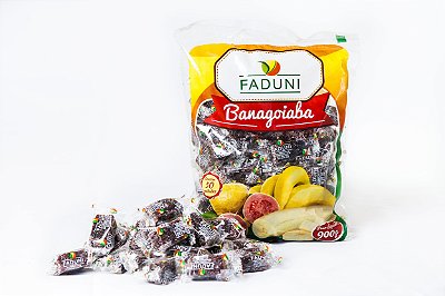 Kit 3 Pacotes Bananada Faduni Sabor Goiaba com Açúcar Pacote 900g - Doce de Banana