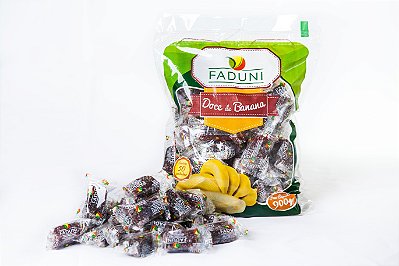 Kit 20 Pacotes Bananada Faduni Cristalizada com Açúcar Pacote 900g - Doce de Banana