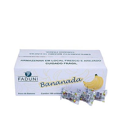 Kit 3 Caixas Bananada Faduni Cristalizada Sabor Abacaxi Caixa com 1,6 Kg - 100un - Doce de Banana