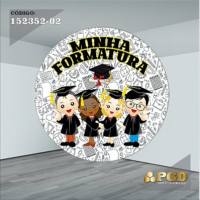 PAINEL REDONDO 1,5 x 1,5 MT -  tema - Formatura Modelo 02 TECIDO EM - HELANCA