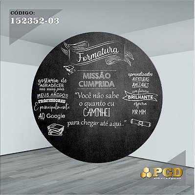 PAINEL REDONDO 1,5 x 1,5 MT -  tema - Formatura Modelo 03 TECIDO EM - HELANCA