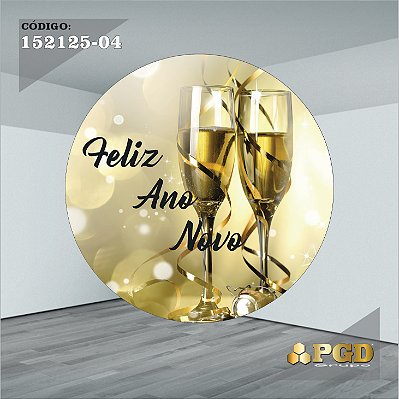 PAINEL REDONDO 1,5 x 1,5 MT -  tema - Ano Novo  Modelo 04 TECIDO EM - HELANCA
