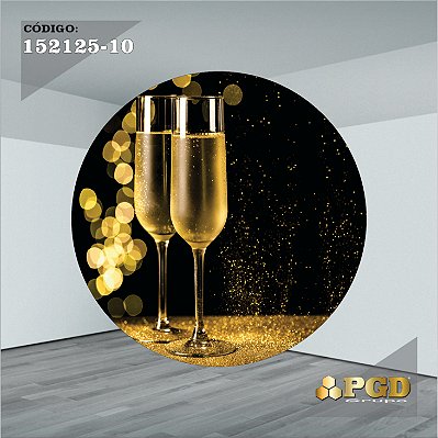 PAINEL REDONDO 1,5 x 1,5 MT -  tema - Ano Novo  Modelo 10 TECIDO EM - HELANCA