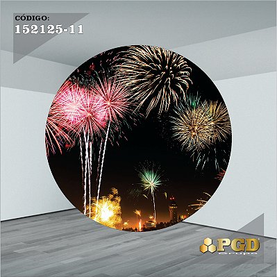 PAINEL REDONDO 1,5 x 1,5 MT -  tema - Ano Novo  Modelo 11 TECIDO EM - HELANCA