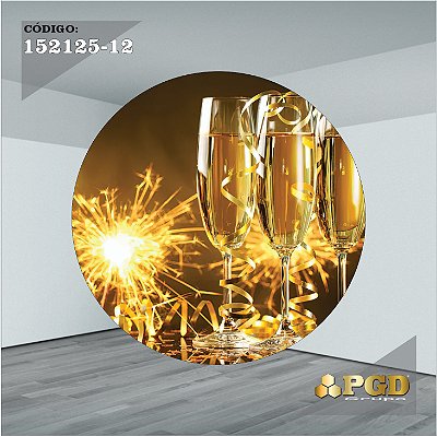 PAINEL REDONDO 1,5 x 1,5 MT -  tema - Ano Novo  Modelo 12 TECIDO EM - HELANCA