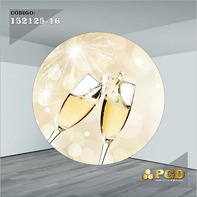 PAINEL REDONDO 1,5 x 1,5 MT -  tema - Ano Novo  Modelo 16 TECIDO EM - HELANCA