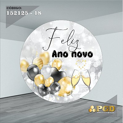 PAINEL REDONDO 1,5 x 1,5 MT -  tema - Ano Novo  Modelo 18 TECIDO EM - HELANCA