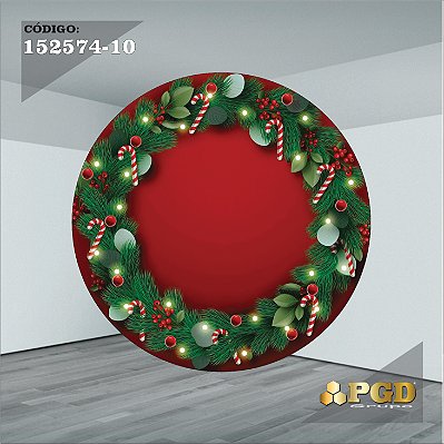PAINEL REDONDO 1,5 x 1,5 MT -  tema - Natal Modelo 10 TECIDO EM - HELANCA