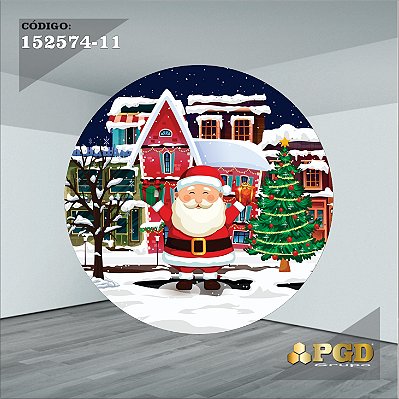 PAINEL REDONDO 1,5 x 1,5 MT -  tema - Natal Modelo 11 TECIDO EM - HELANCA