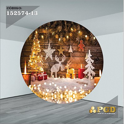 PAINEL REDONDO 1,5 x 1,5 MT -  tema - Natal Modelo 13 TECIDO EM - HELANCA