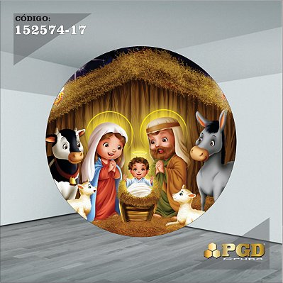 PAINEL REDONDO 1,5 x 1,5 MT -  tema - Natal Modelo 17 TECIDO EM - HELANCA