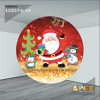 PAINEL REDONDO 1,5 x 1,5 MT -  tema - Natal Modelo 19 TECIDO EM - HELANCA