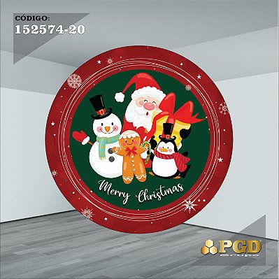 PAINEL REDONDO 1,5 x 1,5 MT -  tema - Natal Modelo 20 TECIDO EM - HELANCA