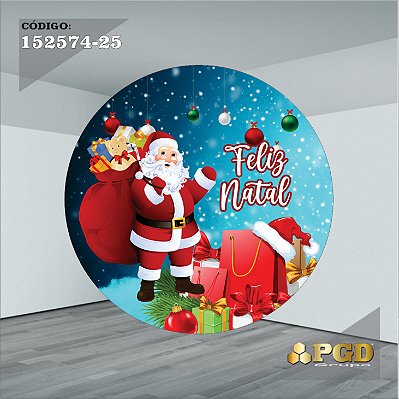 PAINEL REDONDO 1,5 x 1,5 MT -  tema - Natal Modelo 25 TECIDO EM - HELANCA