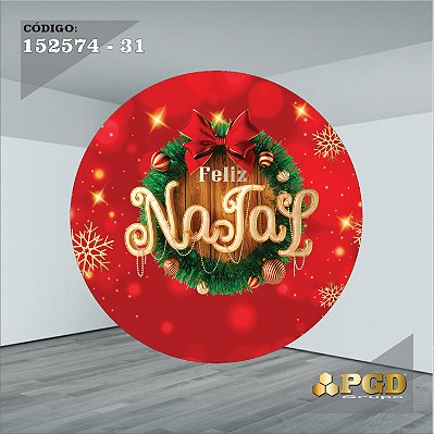 PAINEL REDONDO 1,5 x 1,5 MT -  tema - Natal Modelo 31 TECIDO EM - HELANCA