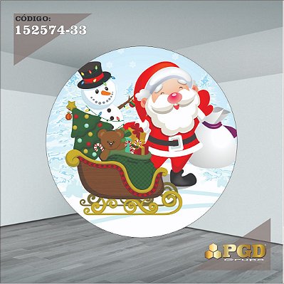 PAINEL REDONDO 1,5 x 1,5 MT -  tema - Natal Modelo 33 TECIDO EM - HELANCA