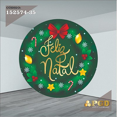 PAINEL REDONDO 1,5 x 1,5 MT -  tema - Natal Modelo 35 TECIDO EM - HELANCA
