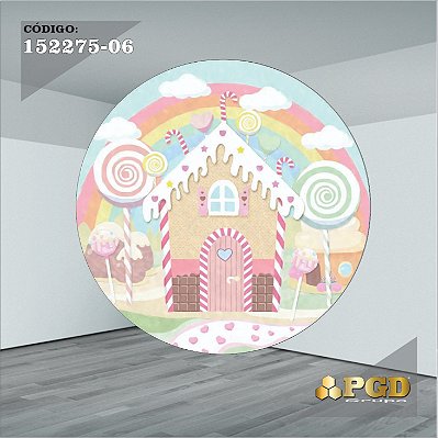 PAINEL REDONDO 1,5 x 1,5 MT -  tema - CONFEITARIA Modelo 06 TECIDO EM - HELANCA