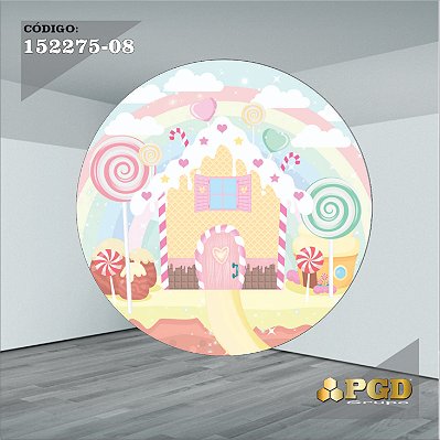 PAINEL REDONDO 1,5 x 1,5 MT -  tema - CONFEITARIA Modelo 08 TECIDO EM - HELANCA