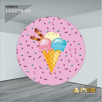 PAINEL REDONDO 1,5 x 1,5 MT -  tema - CONFEITARIA Modelo 22 TECIDO EM - HELANCA