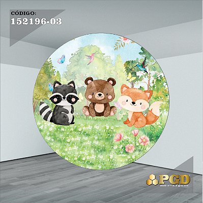 PAINEL REDONDO 1,5 x 1,5 MT -  tema - BOSQUE Modelo 03 TECIDO EM - HELANCA