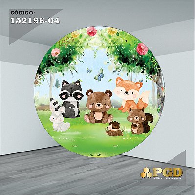 PAINEL REDONDO 1,5 x 1,5 MT -  tema - BOSQUE Modelo 04 TECIDO EM - HELANCA