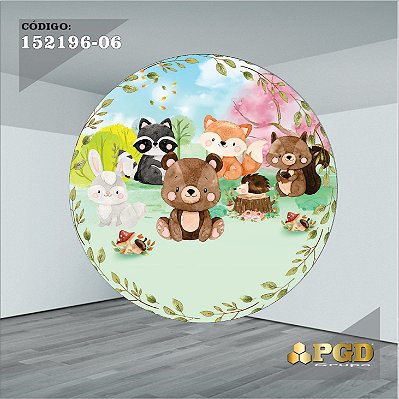 PAINEL REDONDO 1,5 x 1,5 MT -  tema - BOSQUE Modelo 06 TECIDO EM - HELANCA
