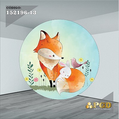 PAINEL REDONDO 1,5 x 1,5 MT -  tema - BOSQUE Modelo 13 TECIDO EM - HELANCA