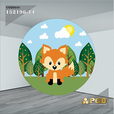 PAINEL REDONDO 1,5 x 1,5 MT -  tema - BOSQUE Modelo 14 TECIDO EM - HELANCA