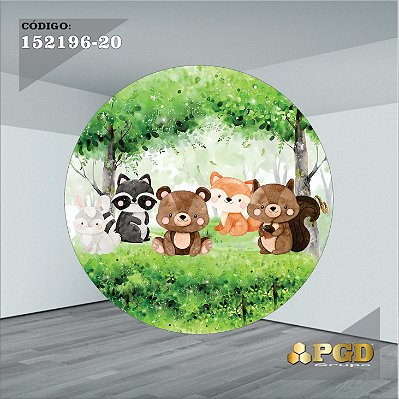 PAINEL REDONDO 1,5 x 1,5 MT -  tema - BOSQUE Modelo 20 TECIDO EM - HELANCA