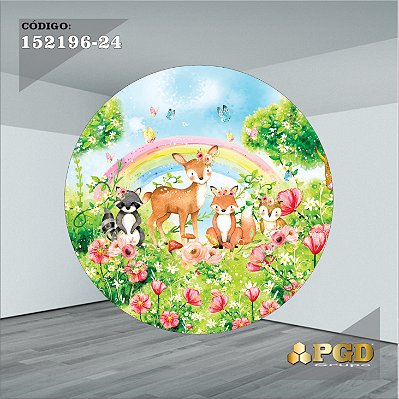 PAINEL REDONDO 1,5 x 1,5 MT -  tema - BOSQUE Modelo 24 TECIDO EM - HELANCA