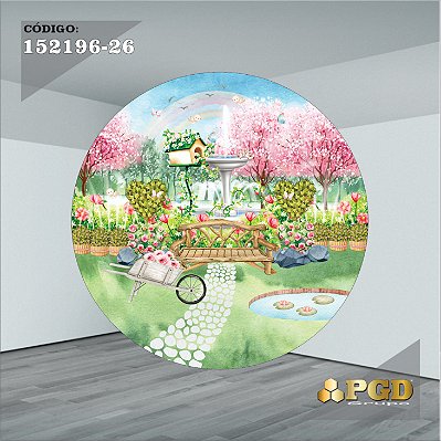 PAINEL REDONDO 1,5 x 1,5 MT -  tema - BOSQUE Modelo 26 TECIDO EM - HELANCA