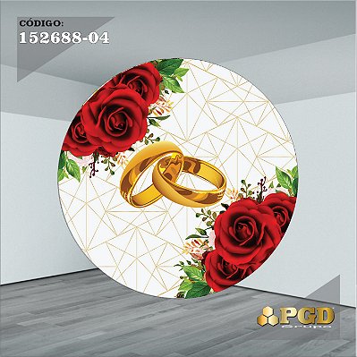 PAINEL REDONDO 1,5 x 1,5 MT -  tema - CASAMENTO Modelo 04 TECIDO EM - HELANCA