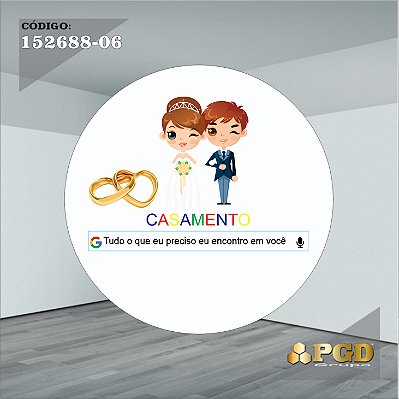 PAINEL REDONDO 1,5 x 1,5 MT -  tema - CASAMENTO Modelo 06 TECIDO EM - HELANCA