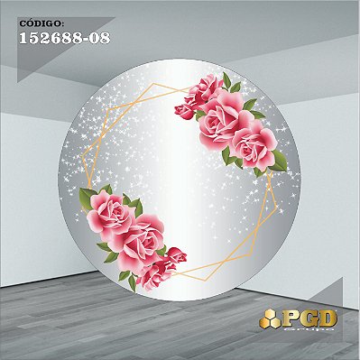 PAINEL REDONDO 1,5 x 1,5 MT -  tema - CASAMENTO Modelo 08 TECIDO EM - HELANCA