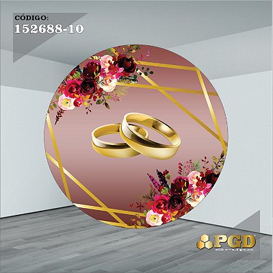 PAINEL REDONDO 1,5 x 1,5 MT -  tema - CASAMENTO Modelo 10 TECIDO EM - HELANCA