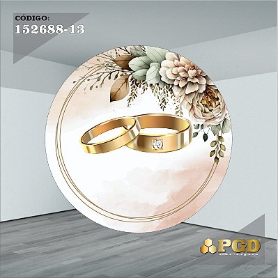 PAINEL REDONDO 1,5 x 1,5 MT -  tema - CASAMENTO Modelo 13 TECIDO EM - HELANCA