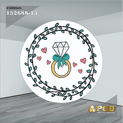 PAINEL REDONDO 1,5 x 1,5 MT -  tema - CASAMENTO Modelo 15 TECIDO EM - HELANCA