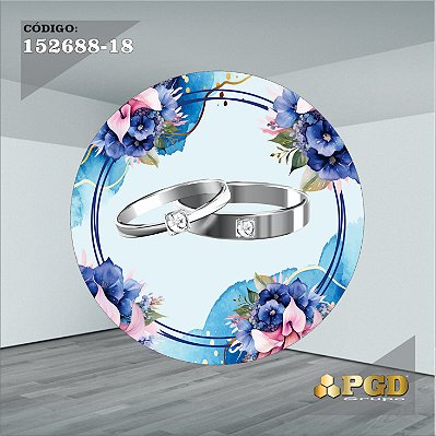 PAINEL REDONDO 1,5 x 1,5 MT -  tema - CASAMENTO Modelo 18 TECIDO EM - HELANCA