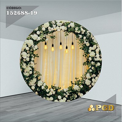 PAINEL REDONDO 1,5 x 1,5 MT -  tema - CASAMENTO Modelo 19 TECIDO EM - HELANCA