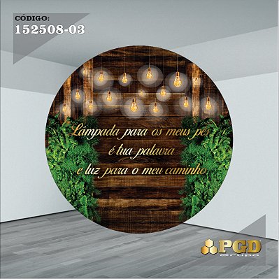 PAINEL REDONDO 1,5 x 1,5 MT -  tema - TRONCOS E MADEIRA Modelo 03 TECIDO EM - HELANCA