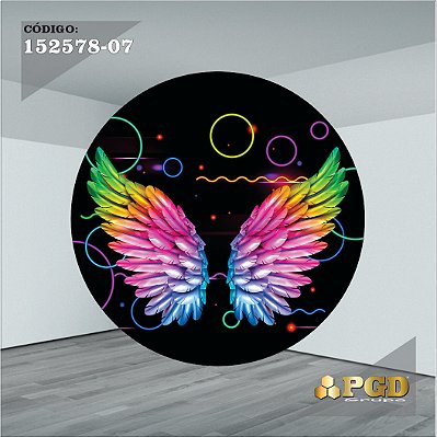 PAINEL REDONDO 1,5 x 1,5 MT -  tema - NEON Modelo 07 TECIDO EM - HELANCA