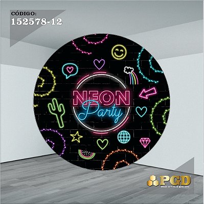 PAINEL REDONDO 1,5 x 1,5 MT -  tema - NEON Modelo 12 TECIDO EM - HELANCA